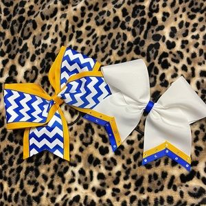 Blue Gold and White cheer bow 2 bundle!